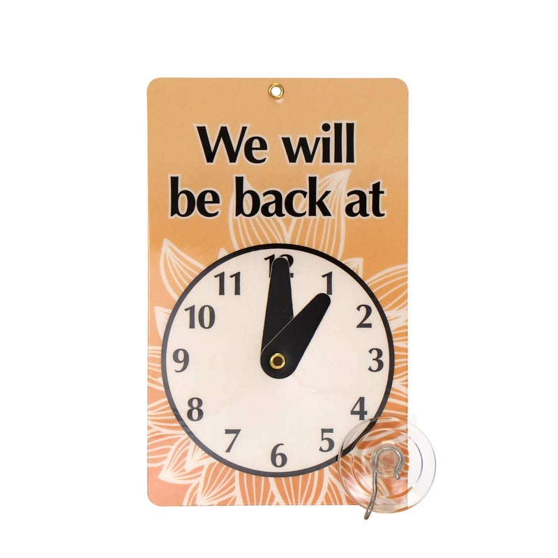 SmartSign â€œWe Will Be Back - Welcome We are Openâ€ Two-Sided Be Back Clock Sign | 7.75" x 4.75" Plastic - Image 2